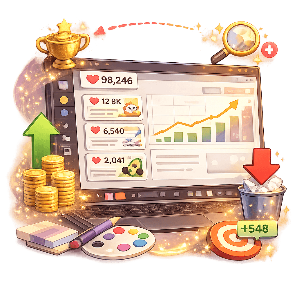 Pinterest Analytics Dashboard showing performance metrics, trend charts, and top performing pins