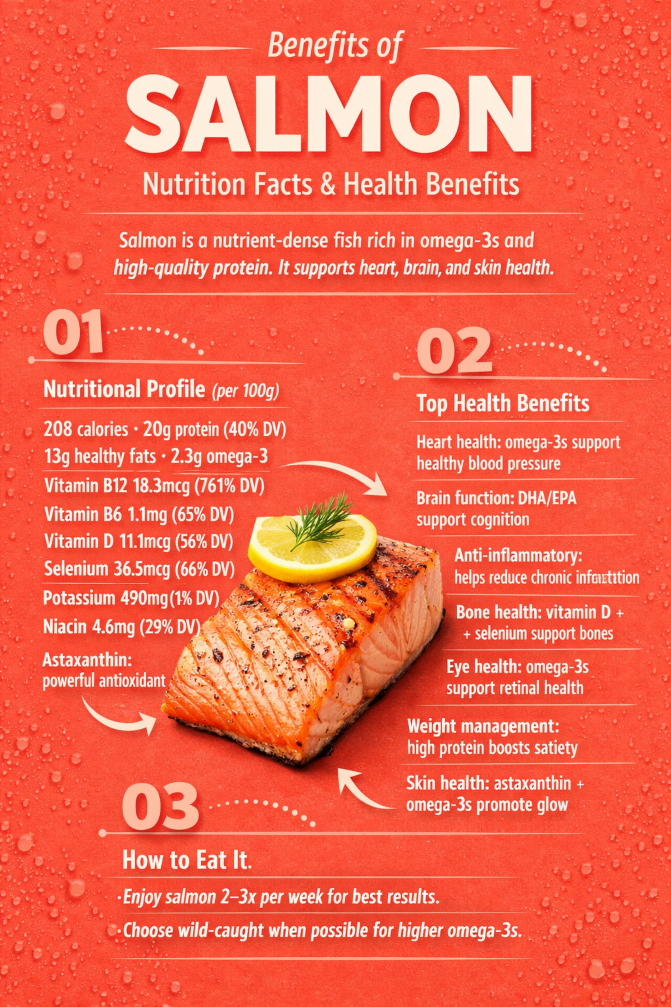 Health benefits of salmon infographic
