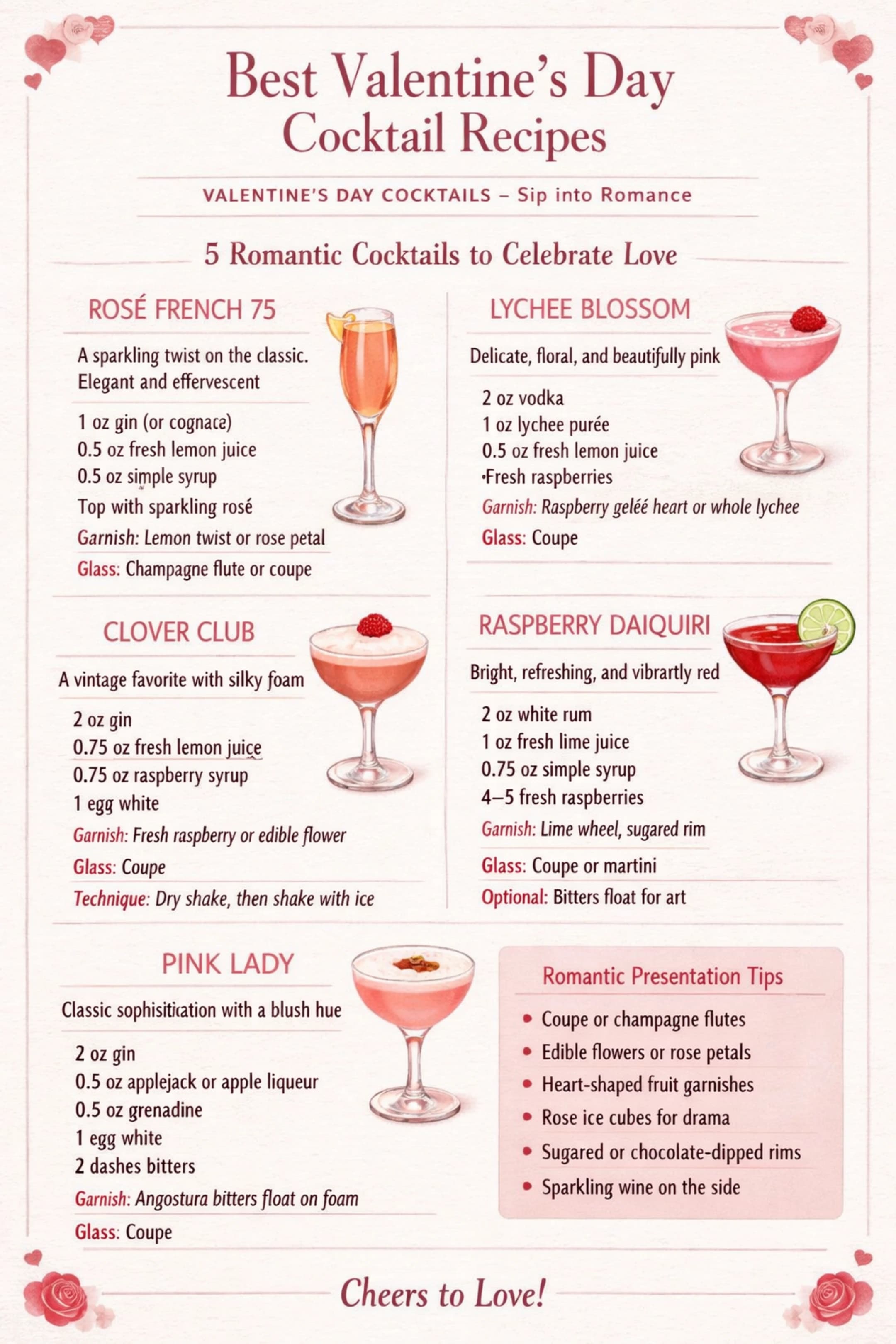 Valentine's Day cocktail ideas infographic